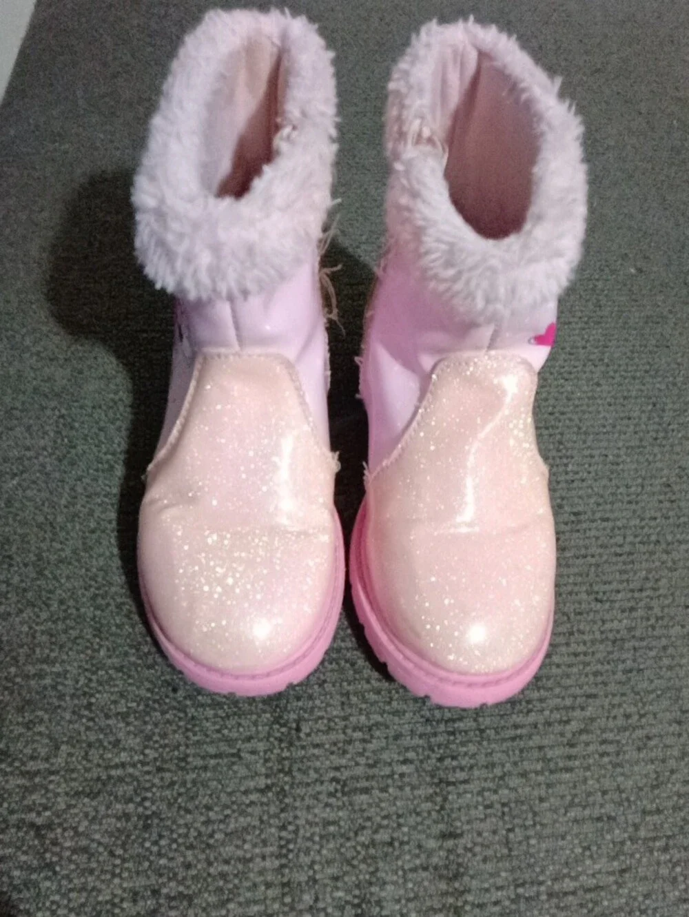 Minnie Pink Glitter Faux Fur Girls' Winter Boots